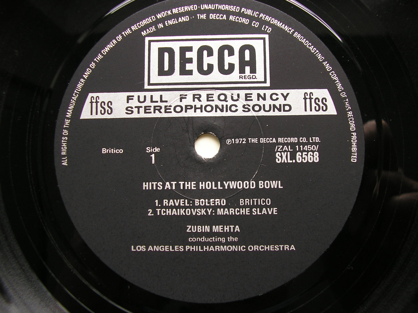 HITS FROM THE HOLLYWOOD BOWL: RAVEL / TCHAIKOVSKY / SUPPE / VERDI / BIZET MEHTA / LOS ANGELES PHILHARMONIC SXL 6568