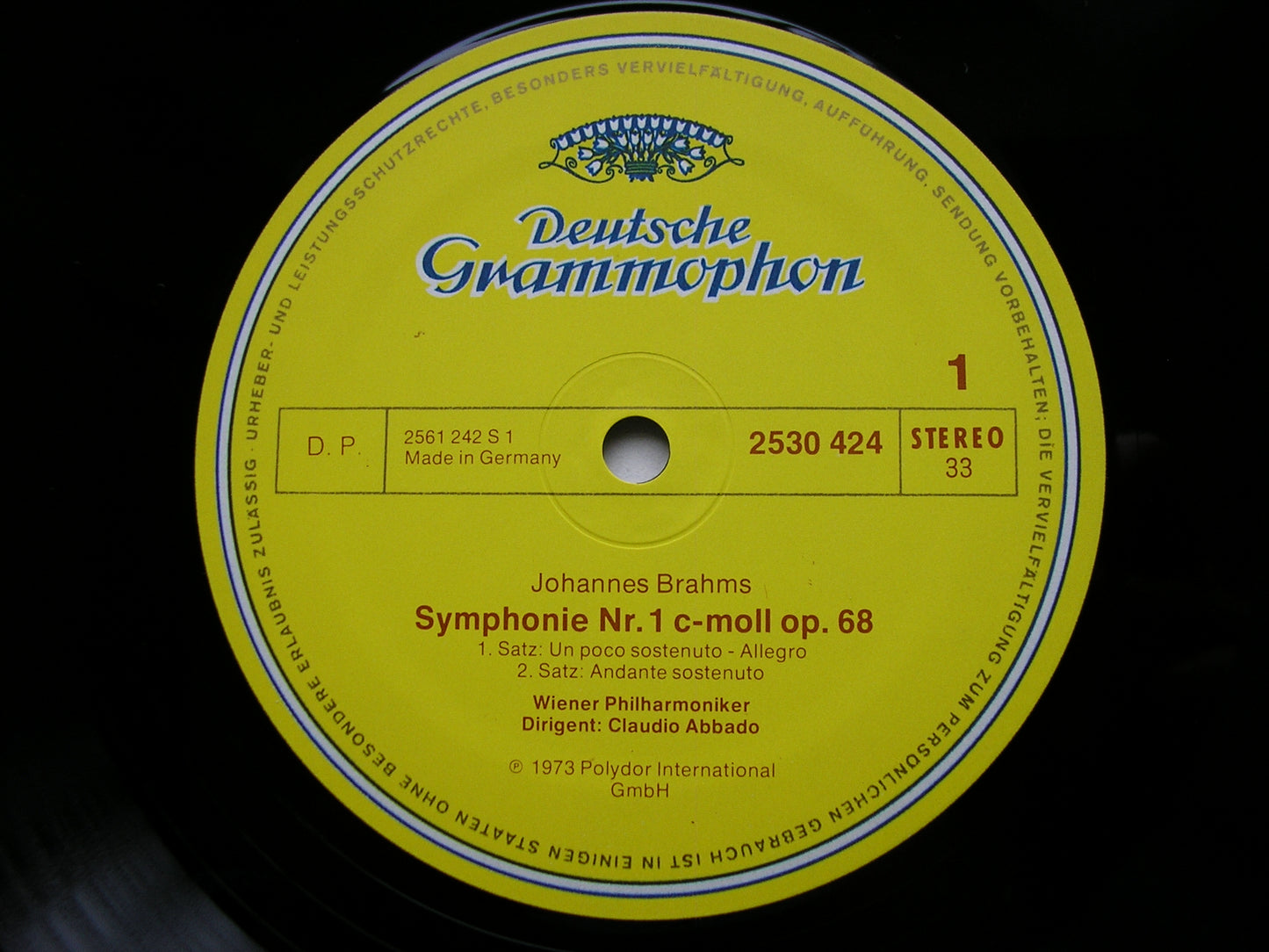 BRAHMS: SYMPHONY No. 1 ABBADO / VIENNA PHILHARMONIC 2530 424