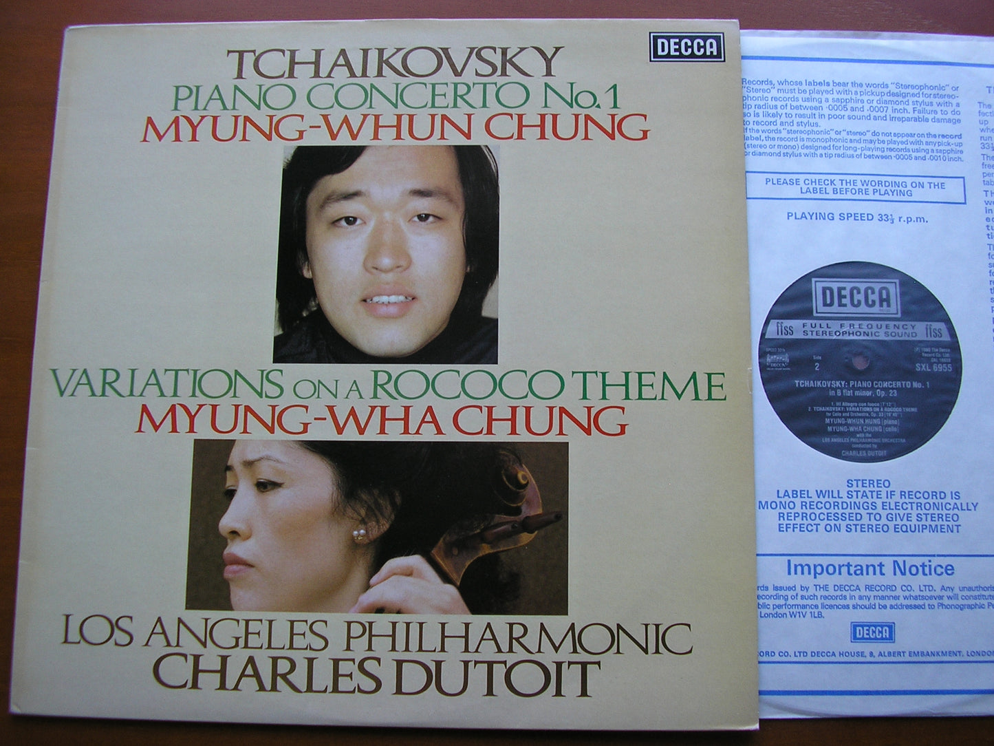 TCHAIKOVSKY: PIANO CONCERTO No. 1 / VIOLIN CONCERTO MYUNG-WHUN CHUNG / MYUNG-WHA CHUNG / LAPO / DUTOIT SXL 6955