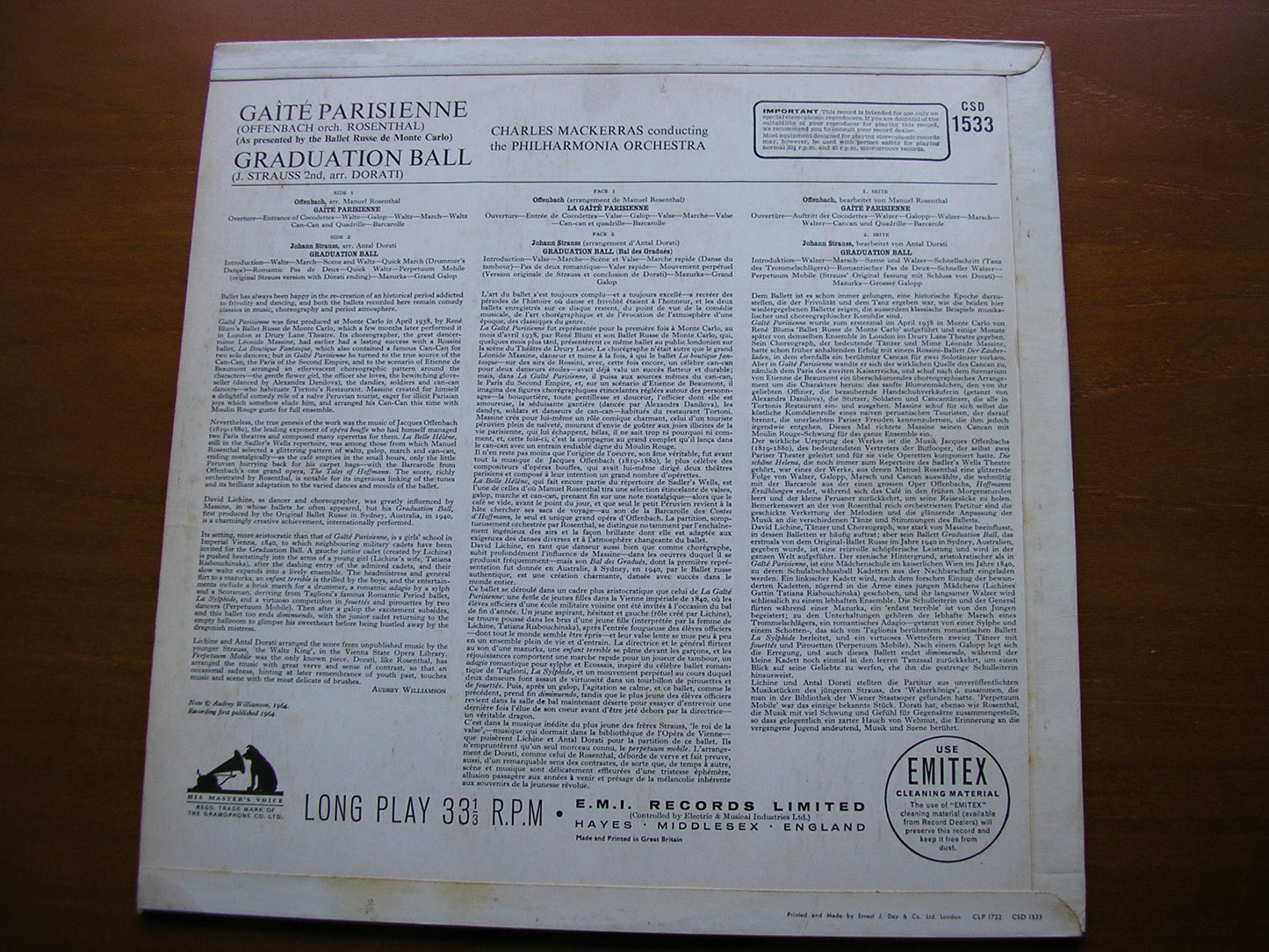 OFFENBACH: GAITE PARISIENNE / STRAUSS: GRADUATION BALL    MACKERRAS / PHILHARMONIA     CSD 1533