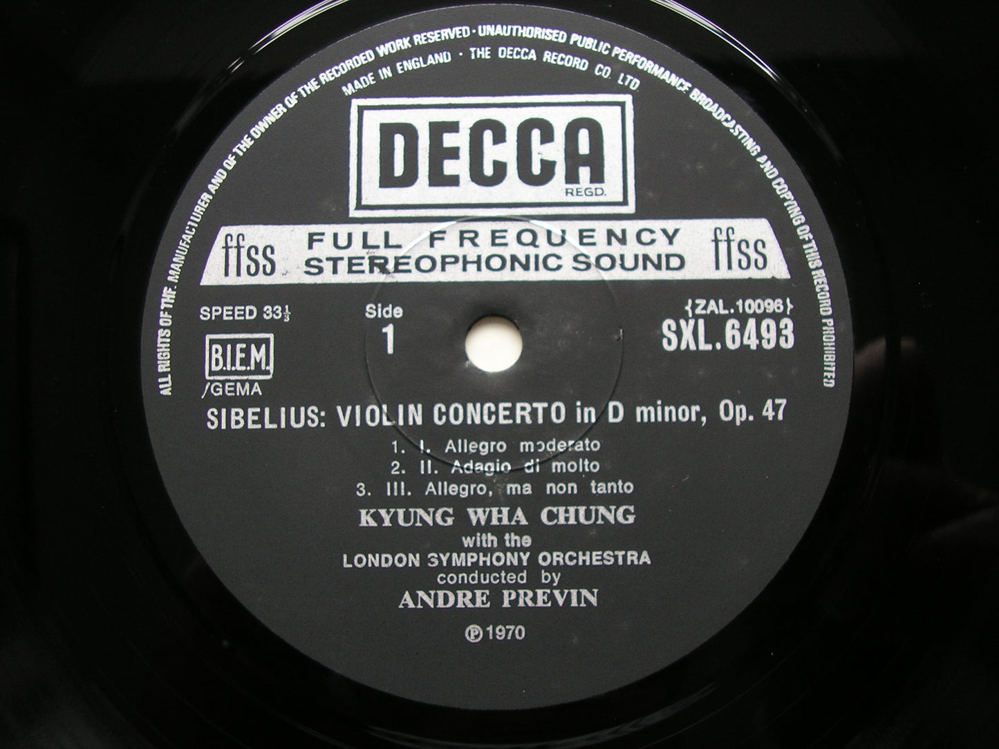 TCHAIKOVSKY & SIBELIUS: VIOLIN CONCERTOS CHUNG / LONDON SYMPHONY / ANDRE PREVIN SXL 6493