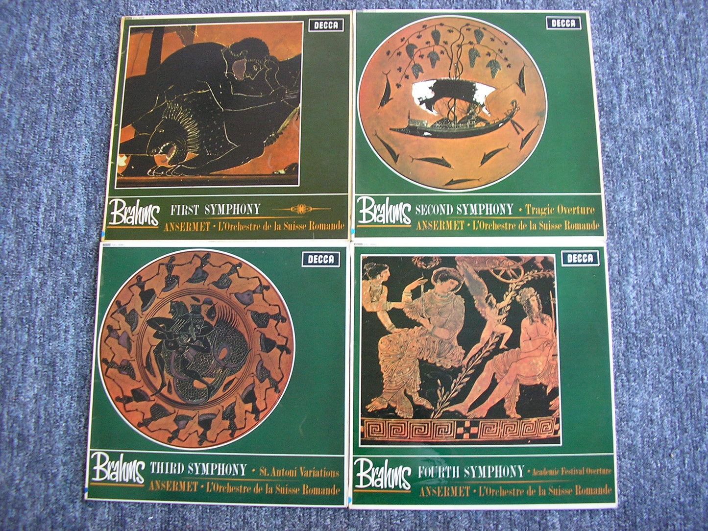 BRAHMS: THE FOUR SYMPHONIES / OVERTURES ANSERMET / SUISSE ROMANDE SXL 6059 / 6060 / 6061 / 6062