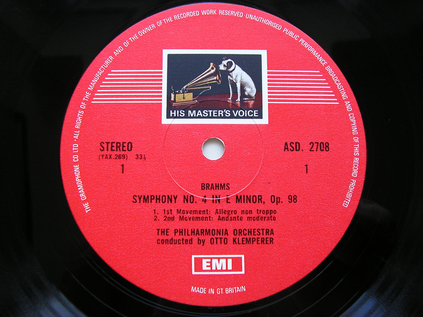 BRAHMS: THE FOUR SYMPHONIES / TWO OVERTURES KLEMPERER / PHILHARMONIA ASD 2705 / 2706 / 2707 /2708