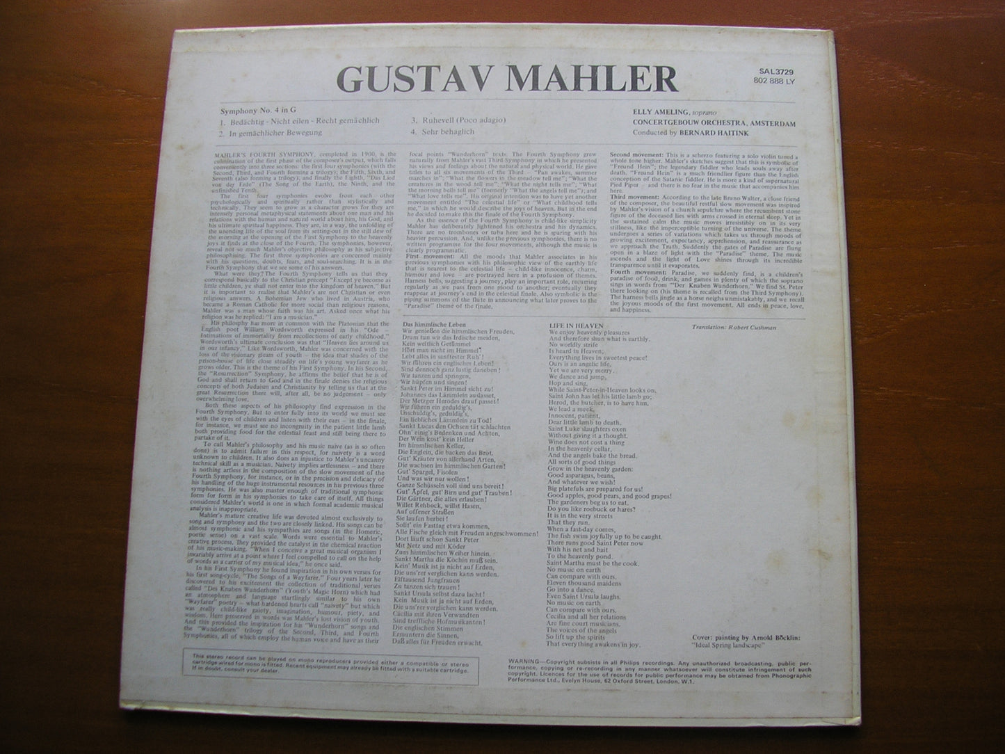 MAHLER: SYMPHONY No. 4 AMELING / CONCERTGEBOUW / HAITINK SAL 3729