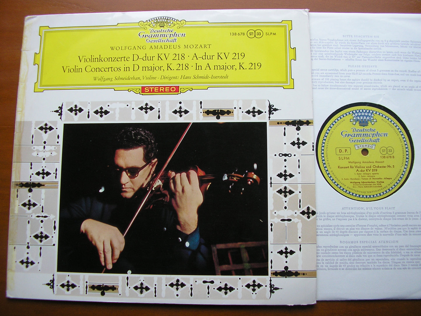 MOZART: VIOLIN CONCERTOS Nos. 4 & 5 SCHNEIDERHAN / BERLIN PHILHARMONIC / SCHMIDT-ISSERSTEDT 138 678