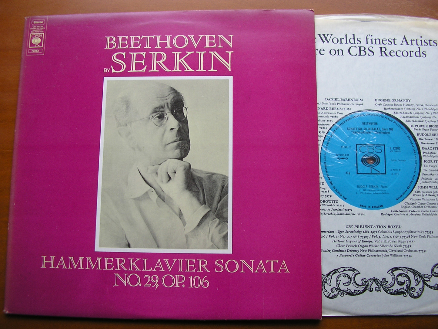 BEETHOVEN: PIANO SONATA No. 29 'Hammerklavier' RUDOLF SERKIN 72883