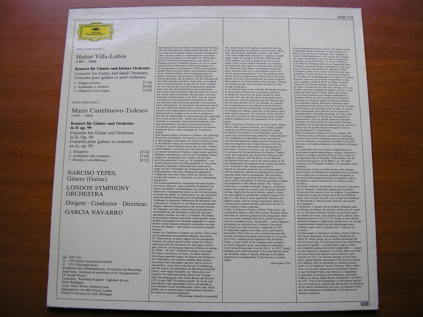 VILLA - LOBOS & CASTELNUOVO - TEDESCO: GUITAR CONCERTOS YEPES / LONDON SYMPHONY / NAVARRO 2530 718