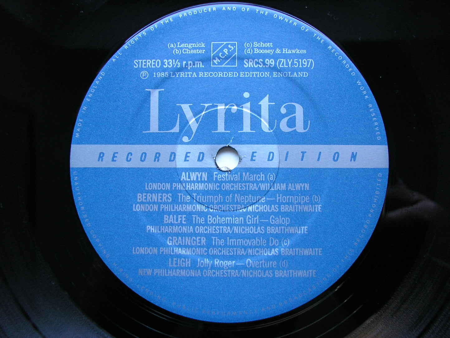 MORE LYRITA LOLLIPOPS: BALFE / BERNERS / BAX / ALWYN / GRAINGER / LEIGH / ELGAR / HAMILTON-HARTY ORCHESTRAL PIECES SRCS 99
