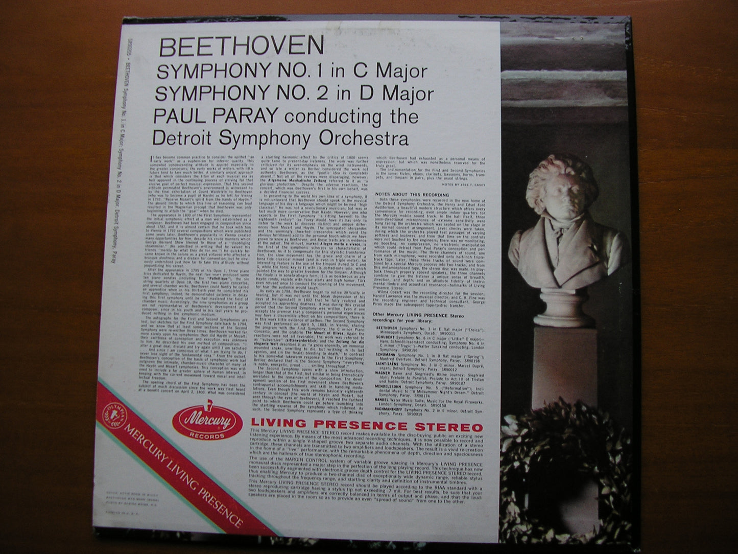 BEETHOVEN: SYMPHONIES Nos. 1 & 2 PARAY / DETROIT SYMPHONY SR 90205