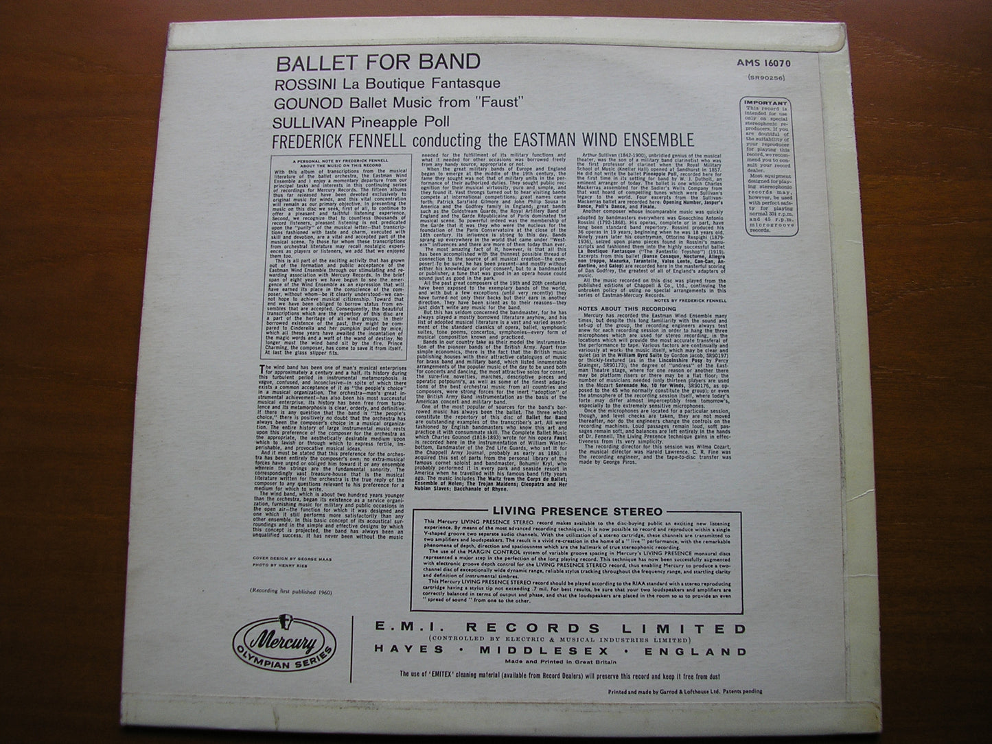 BALLET FOR BAND: SULLIVAN / GOUNOD / ROSSINI FENNELL / EASTMAN WIND ENSEMBLE AMS 16070