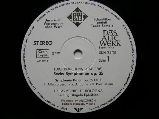 BOCCHERINI: SIX SYMPHONIES Op. 35 BOLOGNA PHILHARMONIC / EPHRIKIAN 3LP SKH 24 T 1-3
