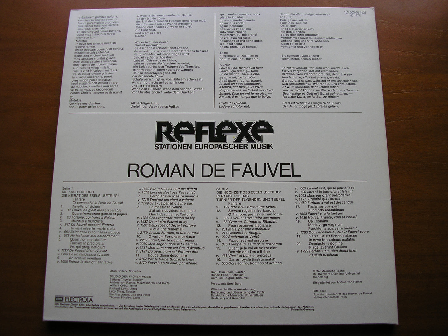 ROMAN DE FAUVEL: BOLLERY / STUDIO OF EARLY MUSIC / BINKLEY 063 30 103