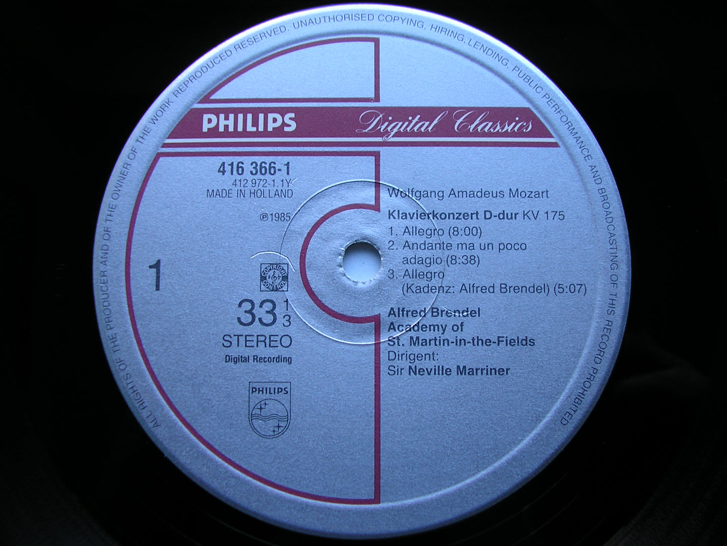 MOZART: PIANO CONCERTOS Nos. 5 & 6 BRENDEL / ASMIF / MARRINER 416 366