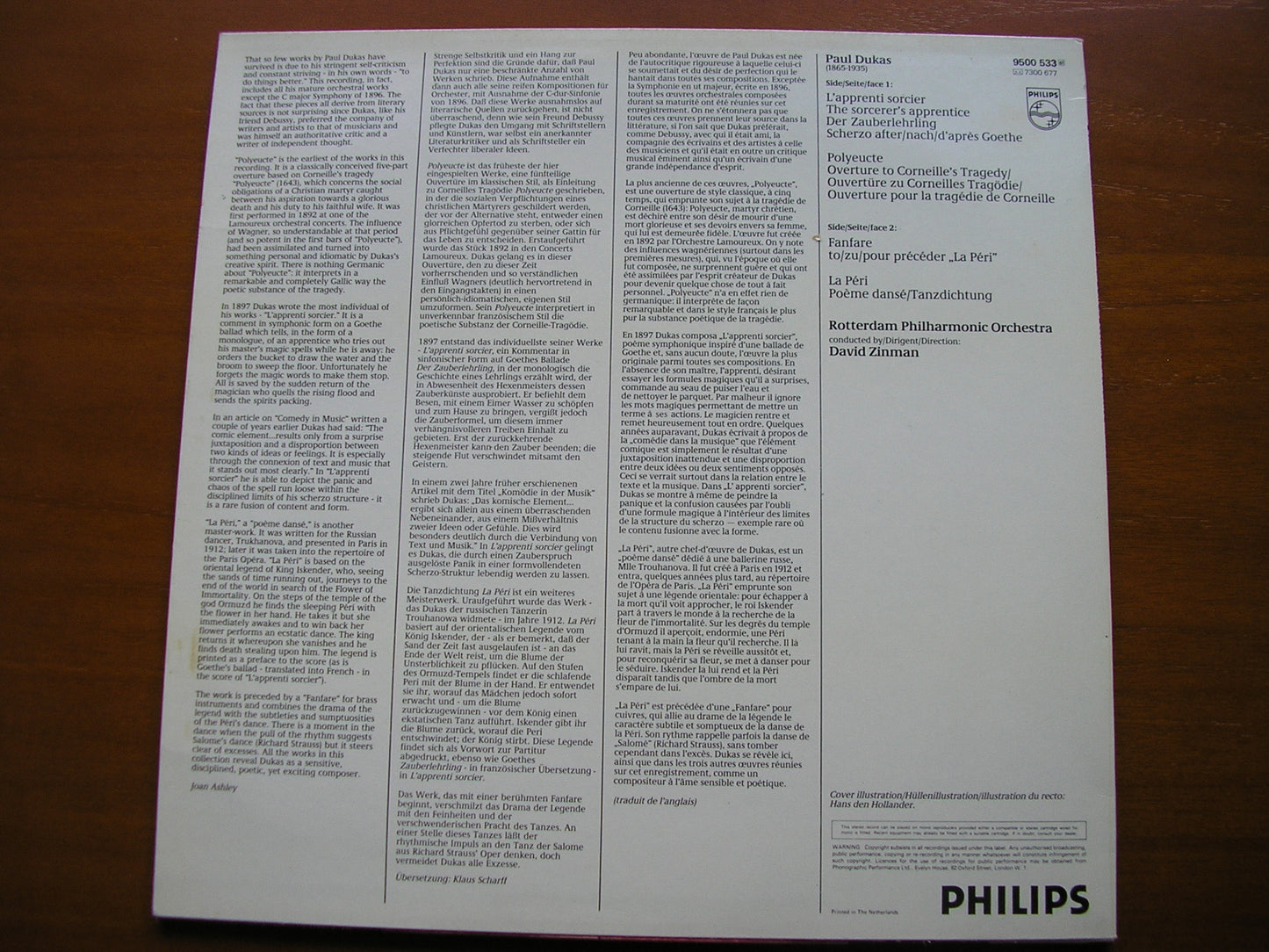 DUKAS: LA PERI / POLYEUCTE / L'APPRENTI SORCIER     DAVID ZINMAN / ROTTERDAM PHILHARMONIC    9500 533