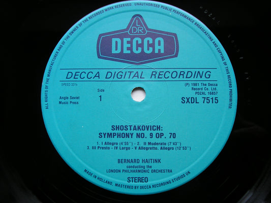 SHOSTAKOVICH: SYMPHONIES Nos. 1 & 9      HAITINK / CONCERTGEBOUW ORCHESTRA    SXDL 7515