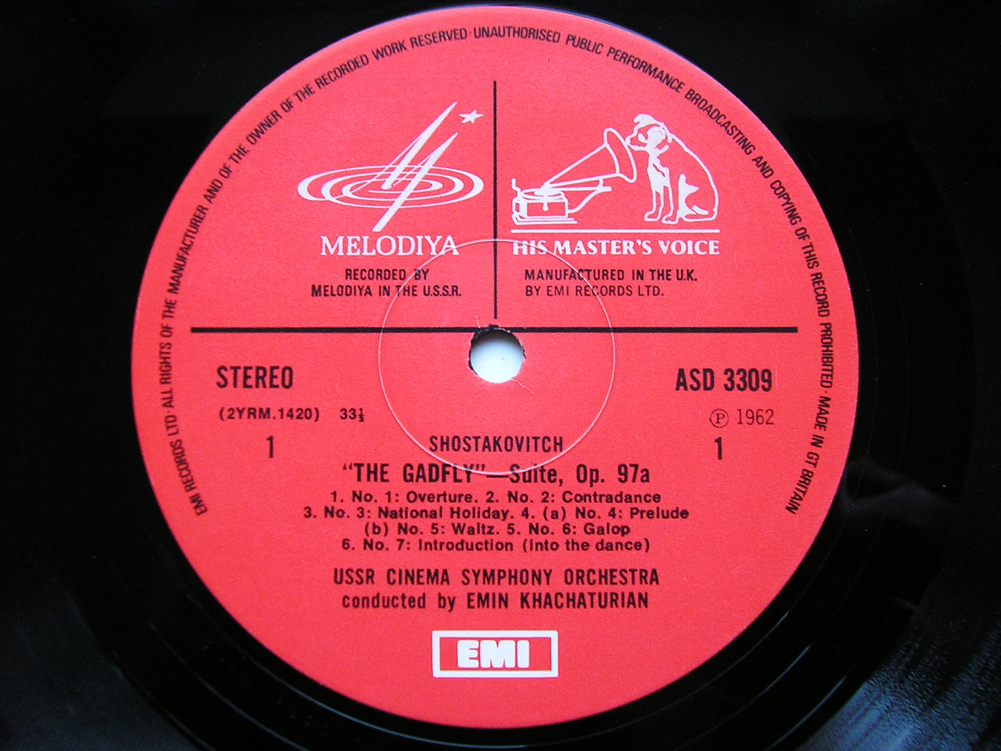 SHOSTAKOVICH: THE GADFLY EMIN KHACHATURIAN / USSR CINEMA SYMPHONY ASD 3309