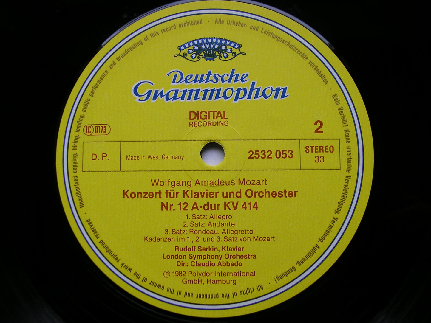 MOZART: PIANO CONCERTOS Nos. 12 & 20 SERKIN / LONDON SYMPHONY / ABBADO 2532 053