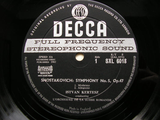 SHOSTAKOVICH: SYMPHONY No. 5     KERTESZ / SUISSE ROMANDE ORCHESTRA     SXL 6018