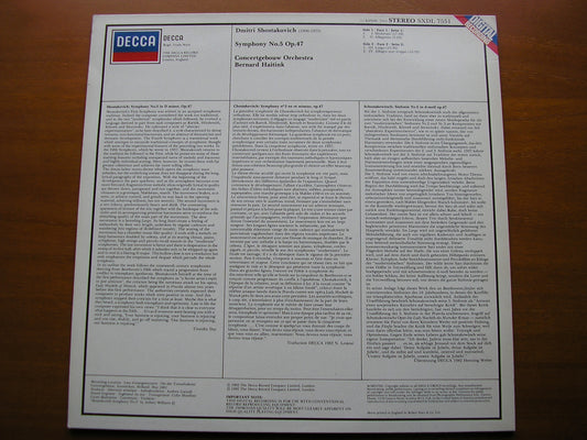 SHOSTAKOVICH: SYMPHONY No. 5      HAITINK / CONCERTGEBOUW ORCHESTRA     SXDL 7551