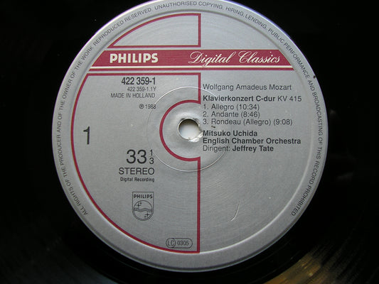 MOZART: PIANO CONCERTOS Nos. 13 & 14      UCHIDA / ENGLISH CHAMBER ORCHESTRA / JEFFREY TATE      422 359