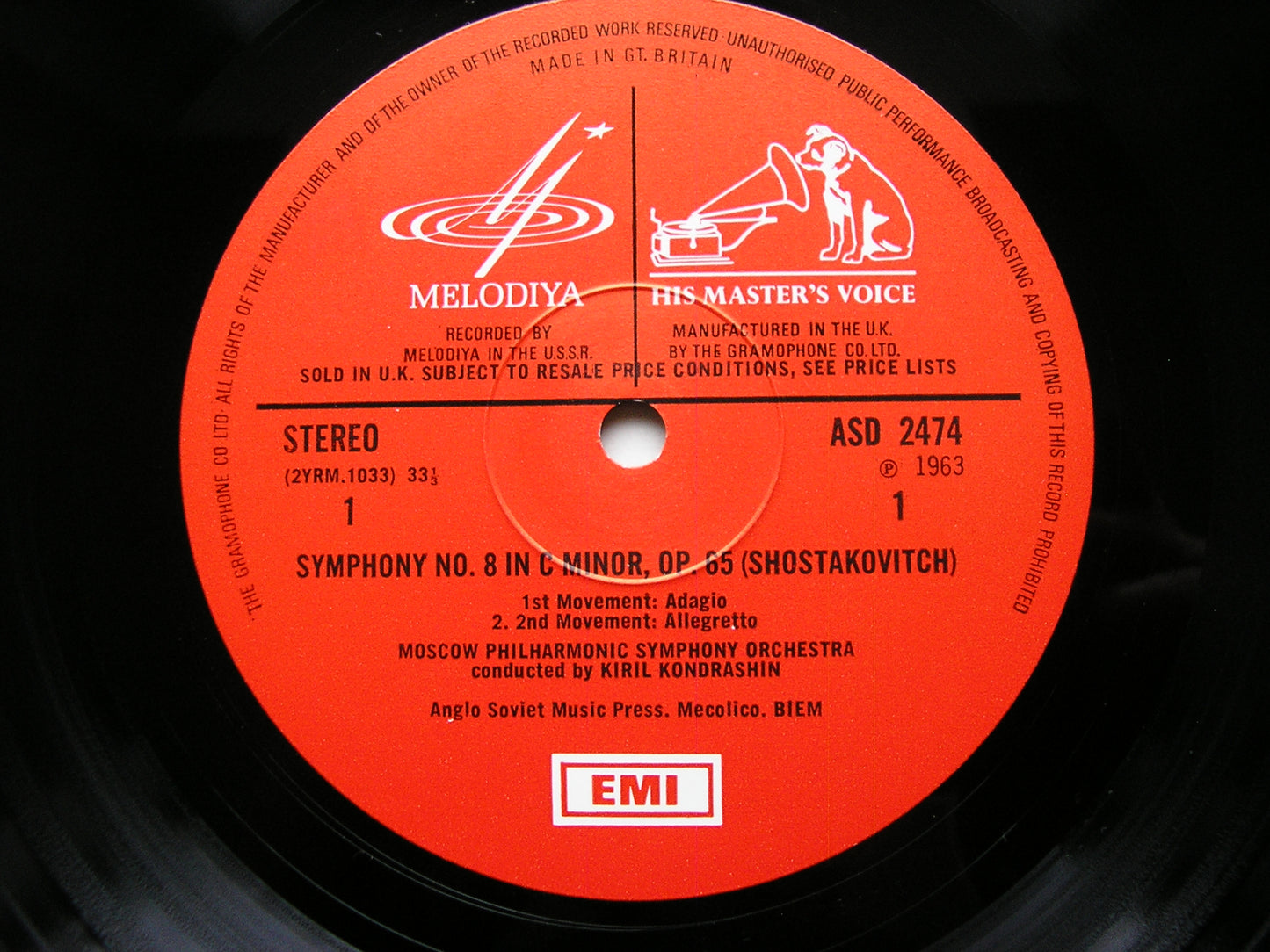 SHOSTAKOVICH: SYMPHONY No. 8 KONDRASHIN / MOSCOW PHILHARMONIC ASD 2474