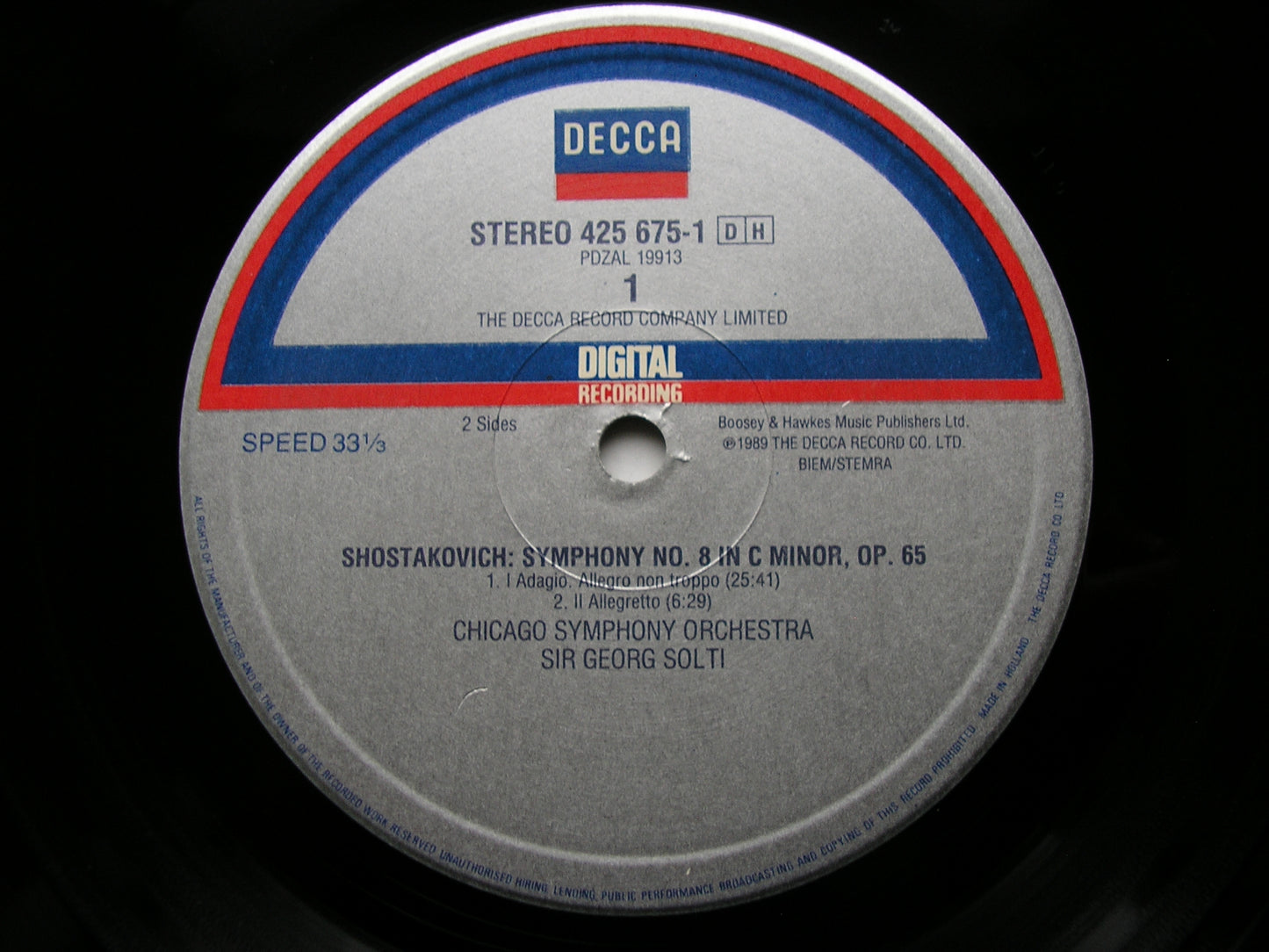 SHOSTAKOVICH: SYMPHONY No. 8 SOLTI / CHICAGO SYMPHONY ORCHESTRA 425 675