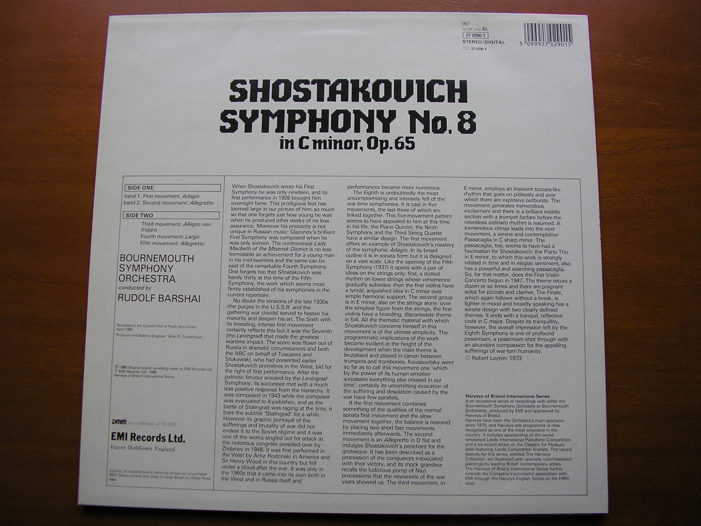 SHOSTAKOVICH: SYMPHONY No. 8 BARSHAI / BOURNEMOUTH SYMPHONY ORCHESTRA 27 0290