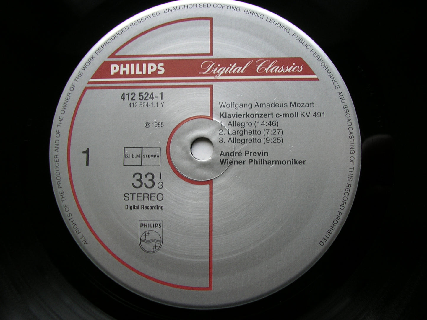 MOZART: PIANO CONCERTOS Nos. 17 & 24      ANDRE PREVIN / VIENNA PHILHARMONIC     412 524