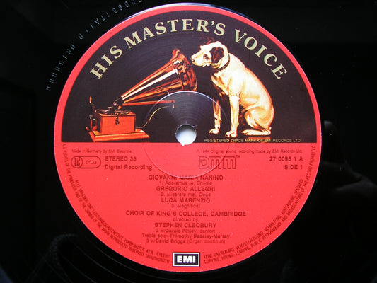 ALLEGRI: MISERERE / NANINO / MARENZIO / FRESCOBALDI / UGOLINI KING'S COLLEGE CHOIR / STEPHEN CLEOBURY 27 0095