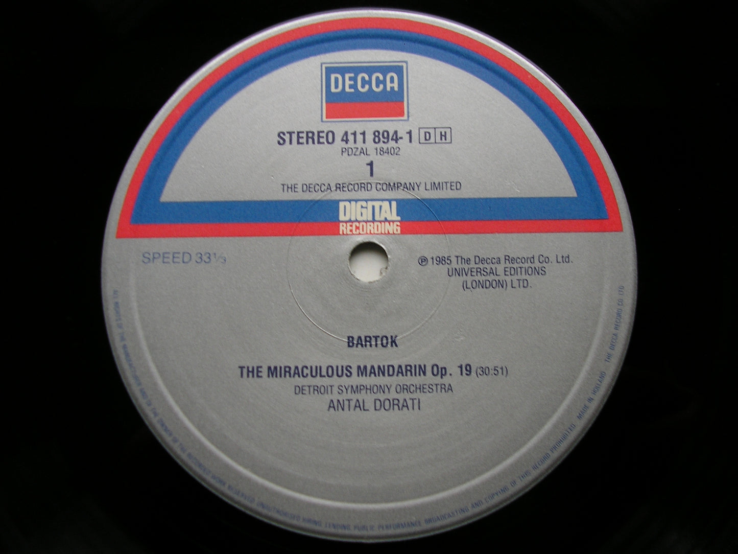BARTOK: THE MIRACULOUS MANDARIN / MUSIC FOR STRINGS, PERCUSSION & CELESTA       DORATI / DETROIT SYMPHONY    411 894
