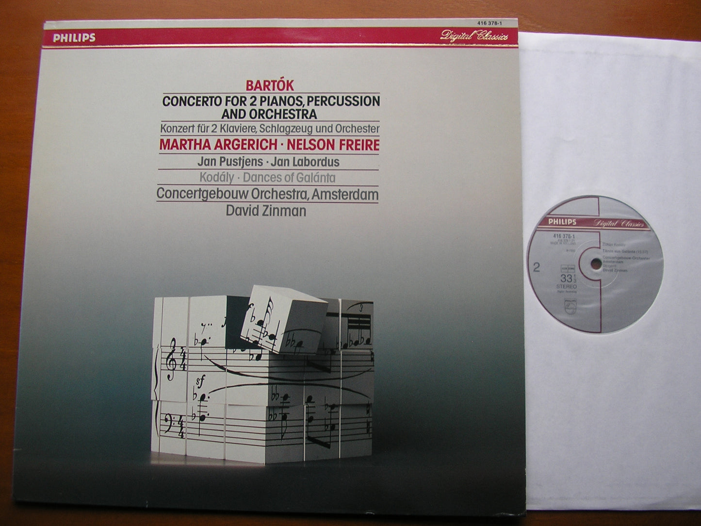 BARTOK: CONCERTO FOR 2 PIANOS, PERCUSSION & ORCHESTRA / KODALY: DANCES OF GALANTA     ARGERICH / FREIRE / CONCERTGEBOUW ORCHESTRA / ZINMAN   416 378
