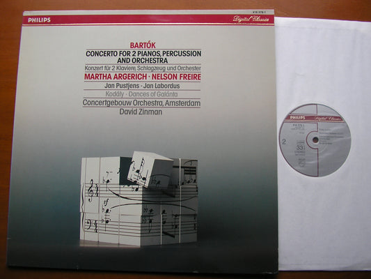BARTOK: CONCERTO FOR 2 PIANOS, PERCUSSION & ORCHESTRA / KODALY: DANCES OF GALANTA     ARGERICH / FREIRE / CONCERTGEBOUW ORCHESTRA / ZINMAN   416 378
