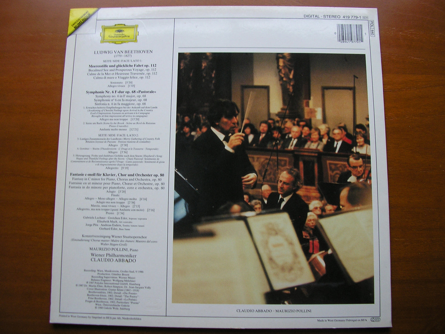 BEETHOVEN: SYMPHONY No. 6 'Pastorale' / CHORAL FANTASIA Op.80 POLLINI / VIENNA PHILHARMONIC / ABBADO 419 779