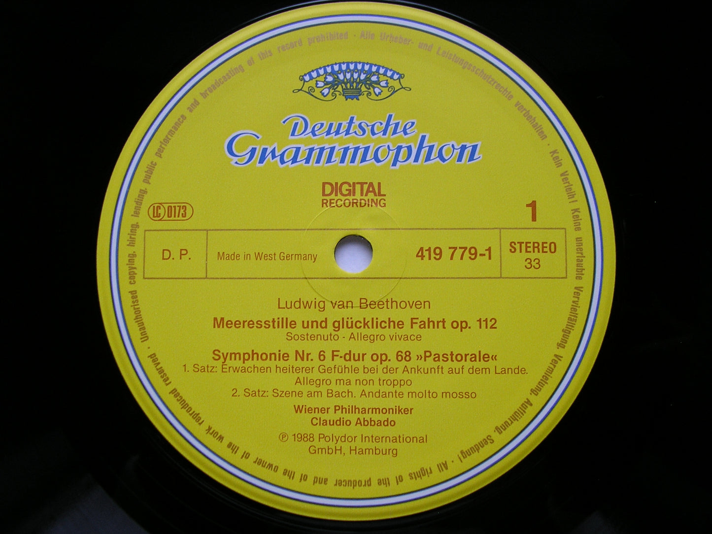 BEETHOVEN: SYMPHONY No. 6 'Pastorale' / CHORAL FANTASIA Op.80 POLLINI / VIENNA PHILHARMONIC / ABBADO 419 779