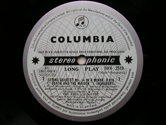 SAX 2519  SCHUBERT: DEATH & THE MAIDEN / HAYDN: THE LARK       THE KROLL QUARTET