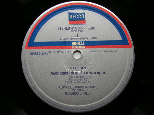 BEETHOVEN: THE PIANO CONCERTOS / CHORAL FANTASIA     DE LARROCHA / BERLIN RADIO SYMPHONY / CHAILLY    3LP      414 391