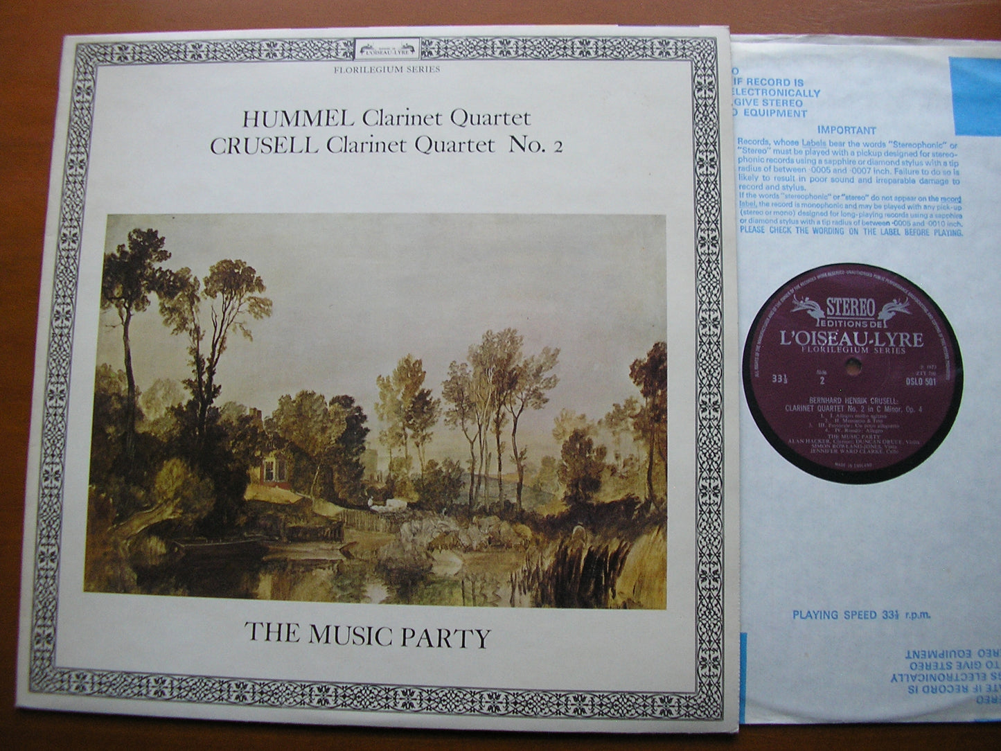 HUMMEL: CLARINET QUARTET / CRUSSELL: CLARINET QUARTET No. 2     THE MUSIC PARTY    DSLO 501