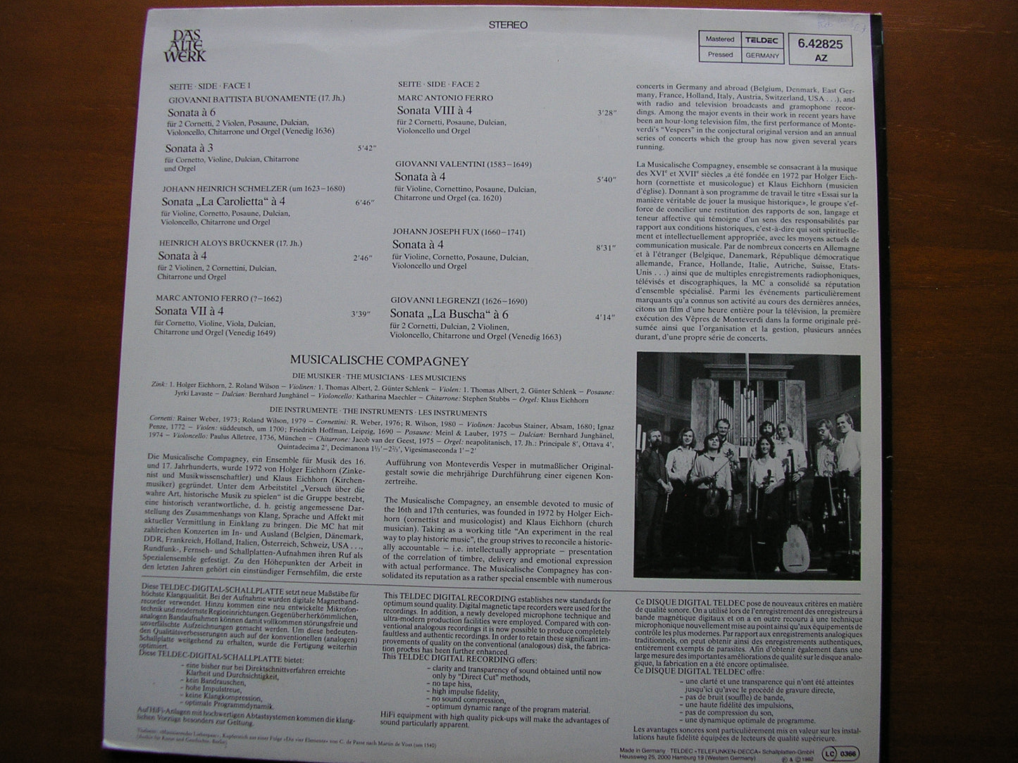 SONATE CONCERTATE: LEGRENZI / FUX / FERRO / VALENTINI / BUONAMENTE / SCHMELZER       MUSIKALISCHE COMPAGNEY    6.42825