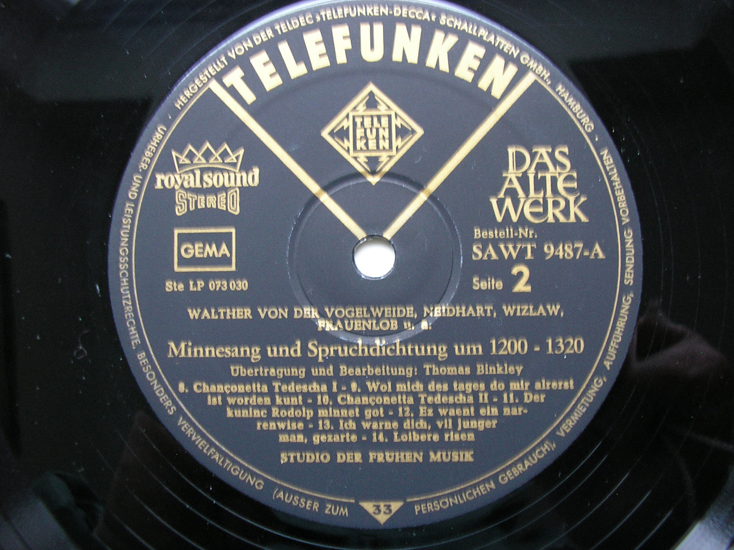 MINNESANG & SPRUCHDICHTUNG 1200-1320     STUDIO OF EARLY MUSIC / BINKLEY     SAWT 9487