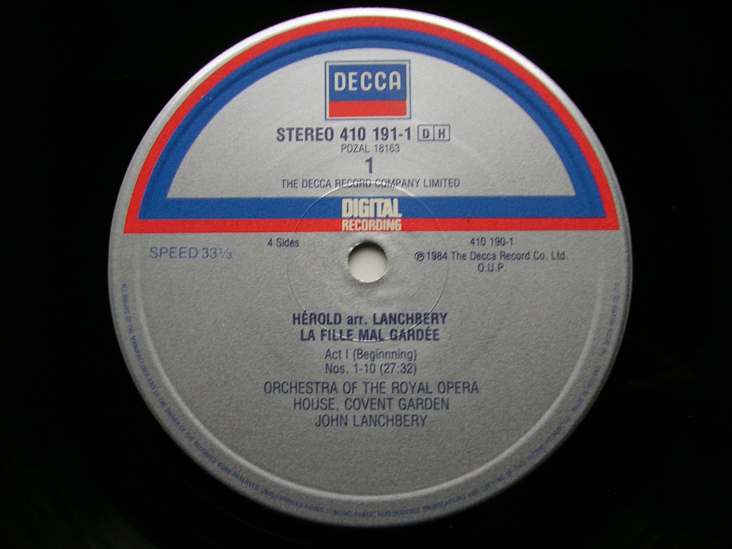 HEROLD: LA FILLE MAL GARDEE    LANCHBERY / ORCHESTRA OF THE ROYAL OPERA HOUSE     2LP     410 190