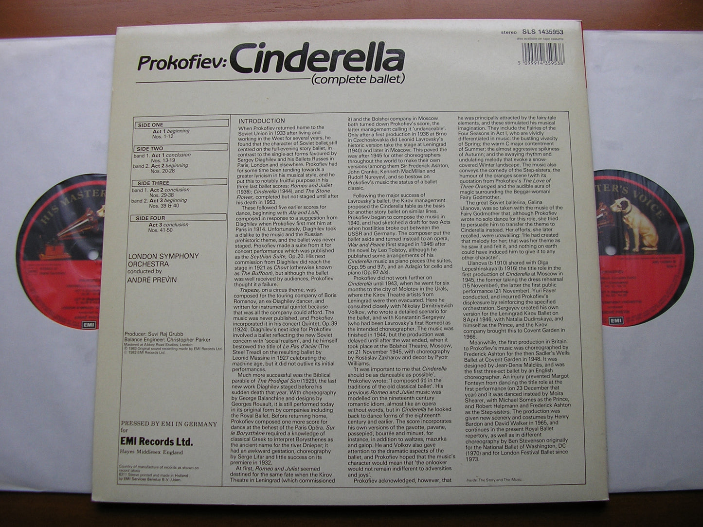 PROKOFIEV: CINDERELLA       LONDON SYMPHONY / ANDRE PREVIN    2LP     ASD 1435953