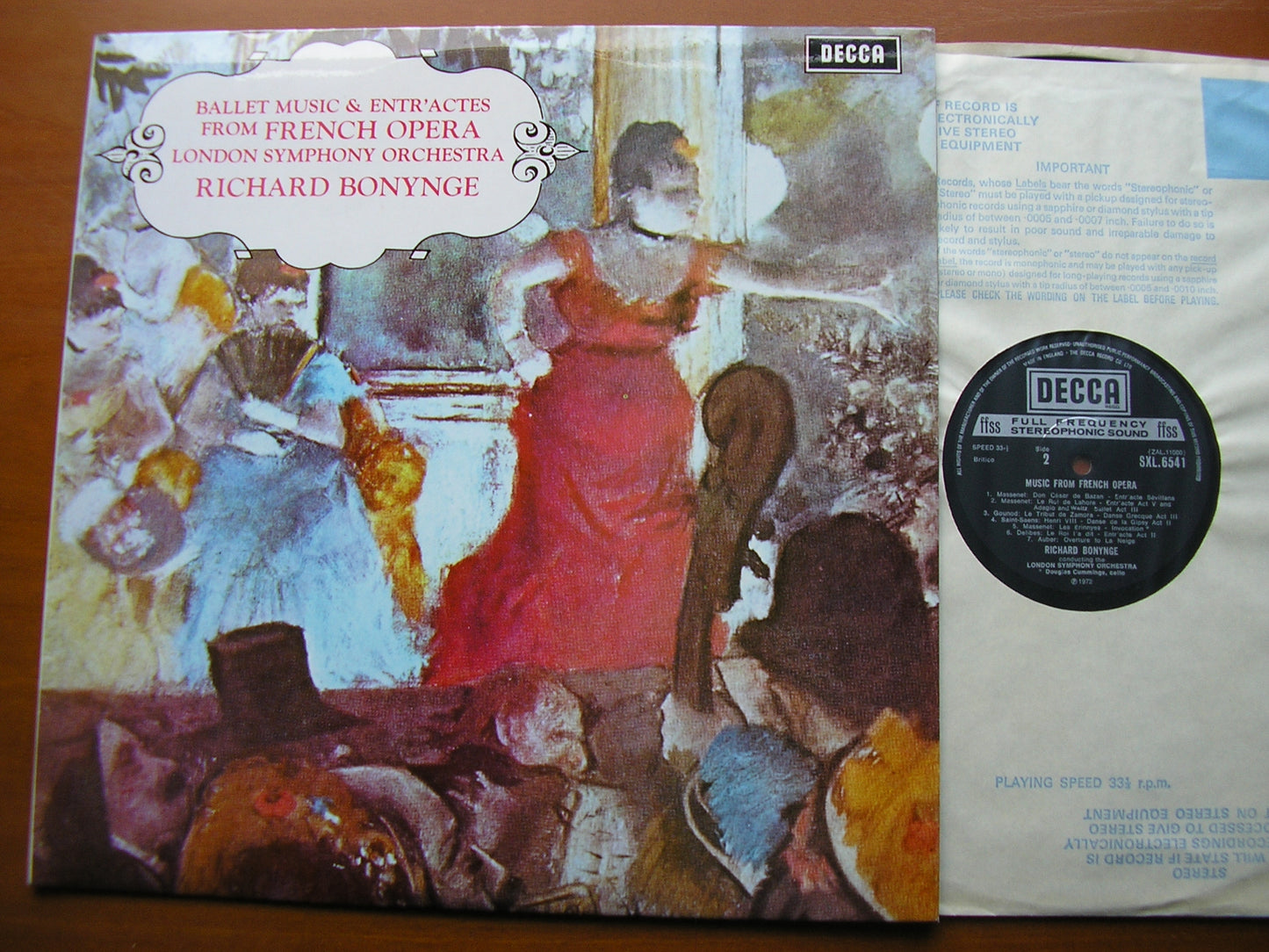BALLET MUSIC FROM FRENCH OPERA: AUBER / DELIBES / GOUNOD / MASSENET / BIZET / MEYERBEER LONDON SYMPHONY / BONYNGE SXL 6541