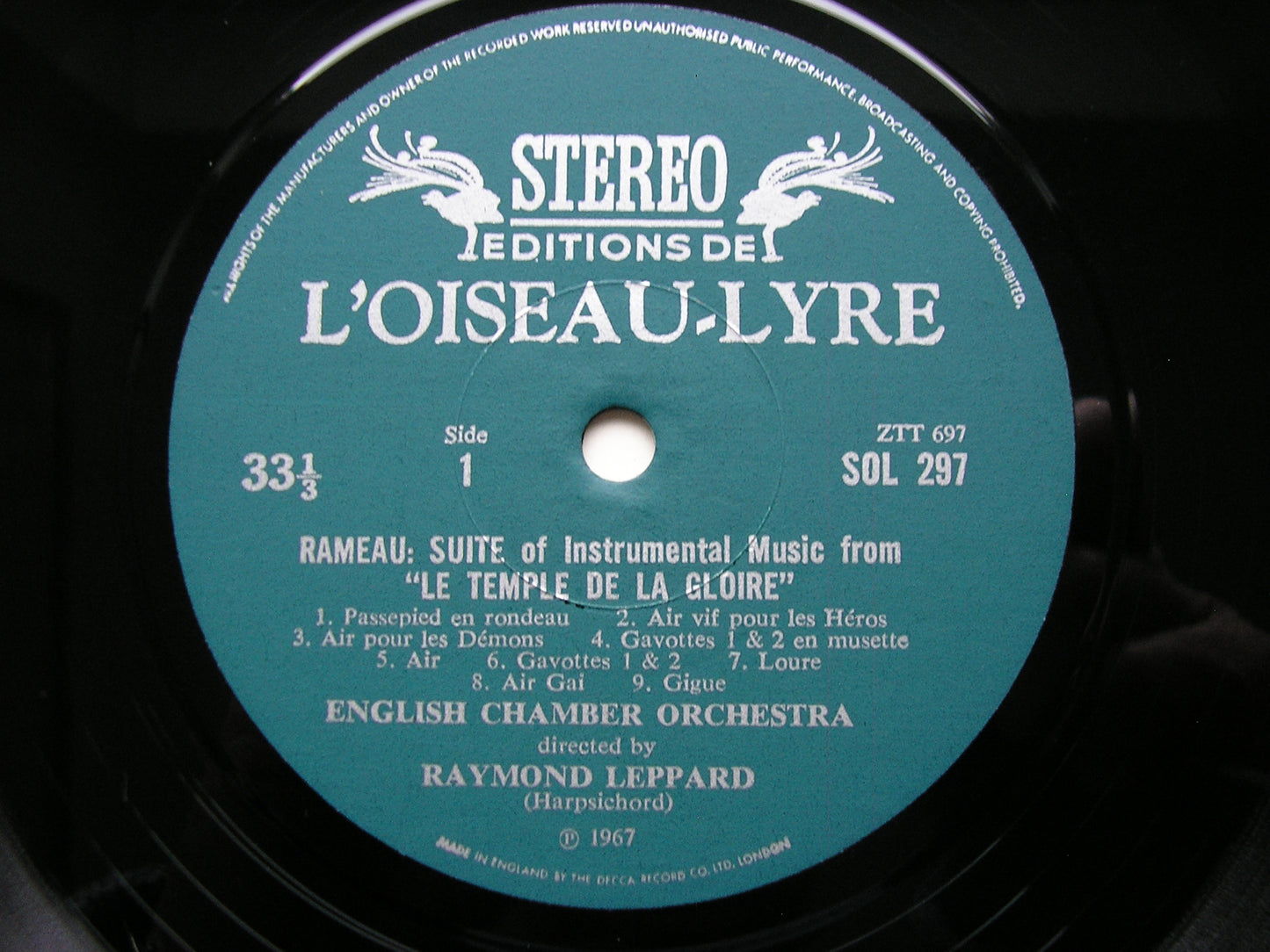 RAMEAU: LA TEMPLE DE LA GLOIRE / GRETRY: SUITE OF BALLET MUSIC    ENGLISH CHAMBER ORCHESTRA / LEPPARD    SOL 297