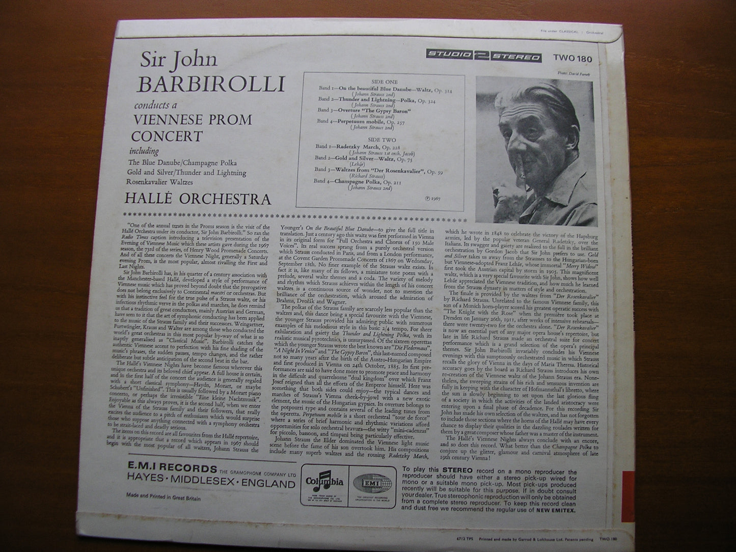 VIENNESE PROM CONCERT: JOHANN STRAUSS I and II / RICHARD STRAUSS / FRANZ LEHAR HALLE ORCHESTRA / SIR JOHN BARBIROLLI TWO 180