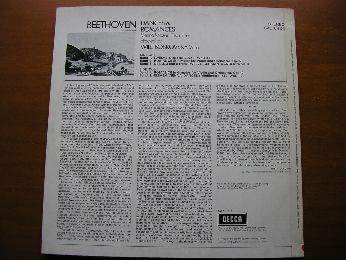 BEETHOVEN: DANCES & ROMANCES VIENNA MOZART ENSEMBLE / BOSKOVSKY SXL 6436