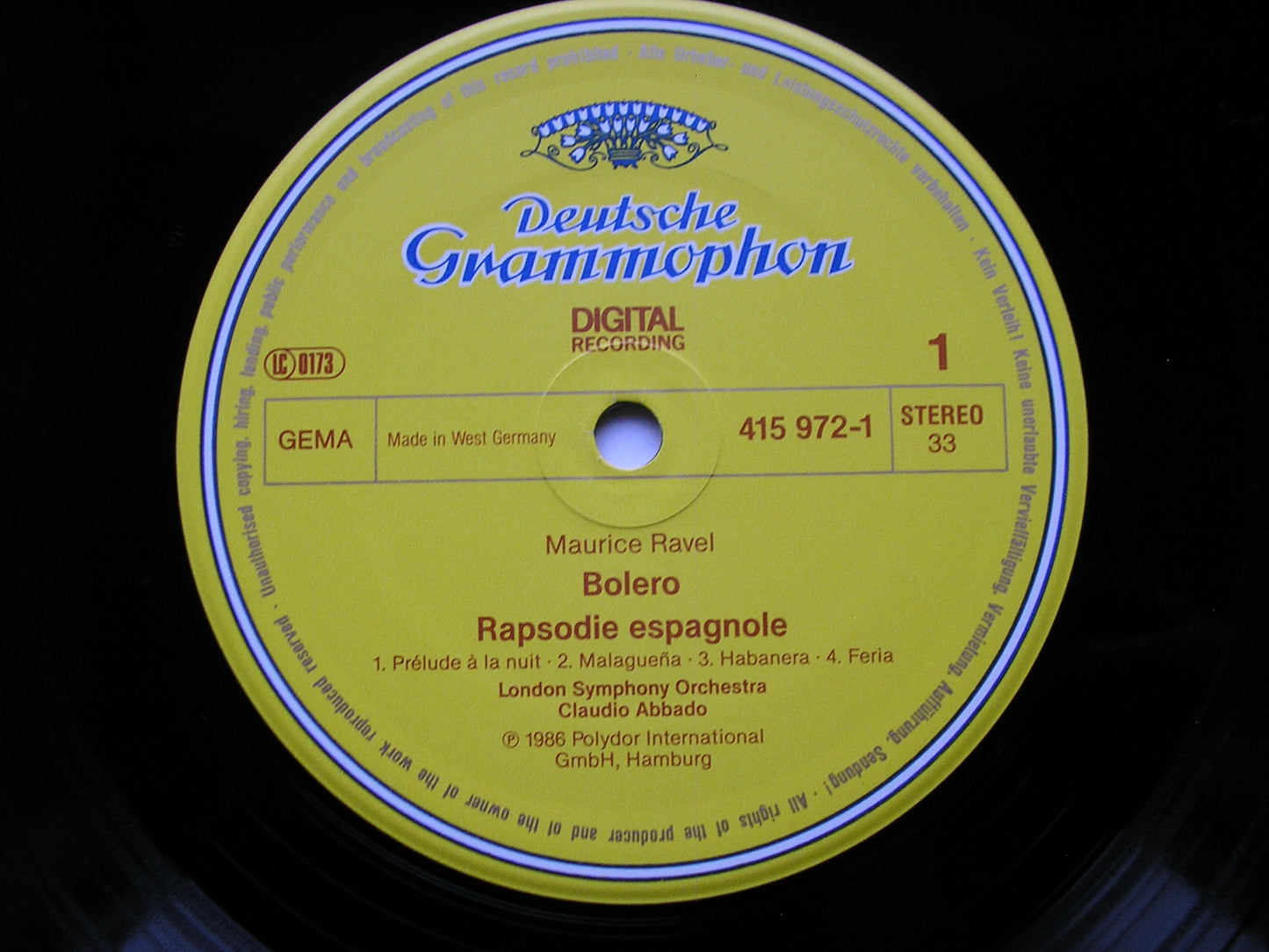 RAVEL: BOLERO / MA MERE L'OYE / RAPSODIE / PAVANE ABBADO / LONDON SYMPHONY 415 972