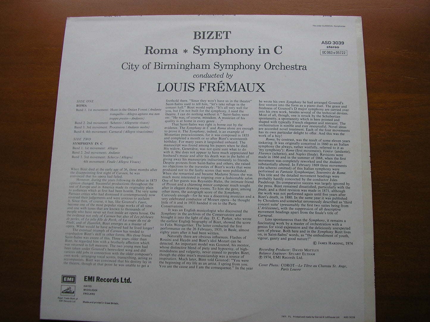 BIZET: SYMPHONY in C / ROMA     FREMAUX / CITY OF BIRMINGHAM SYMPHONY    ASD 3039