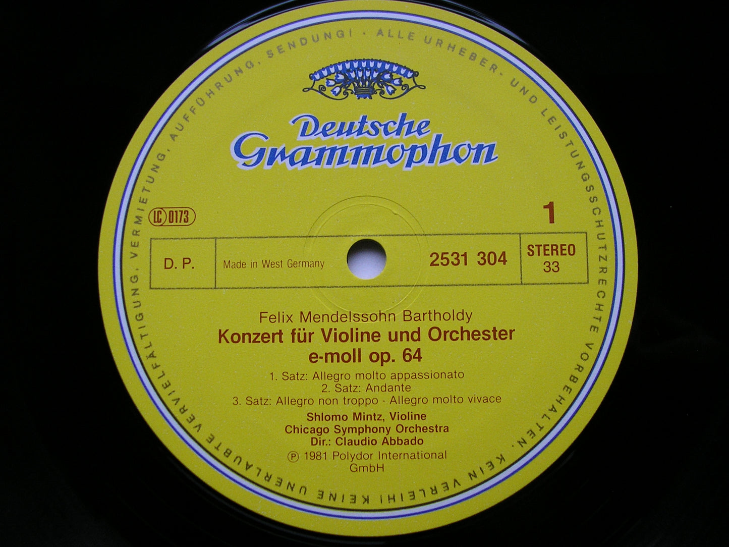 MENDELSSOHN & BRUCH: VIOLIN CONCERTOS MINTZ / CHICAGO SYMPHONY / ABBADO 2531 304