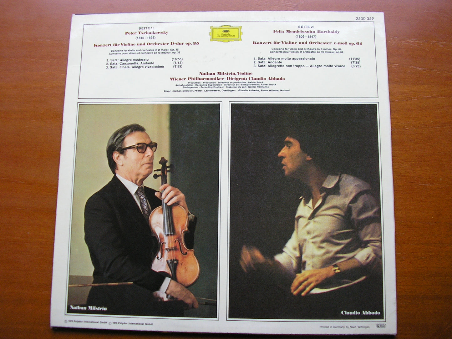 MENDELSSOHN & TCHAIKOVSKY: VIOLIN CONCERTOS MILSTEIN / VIENNA PHILHARMONIC / ABBADO 2530 359