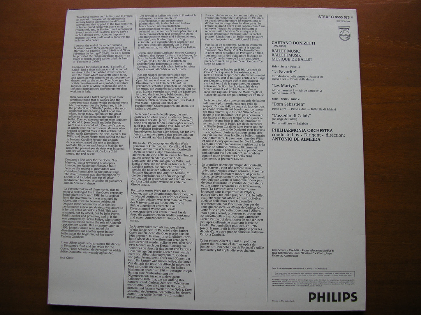 DONIZETTI: BALLET MUSIC FROM THE OPERAS      DE ALMEIDA / PHILHARMONIA     9500 673